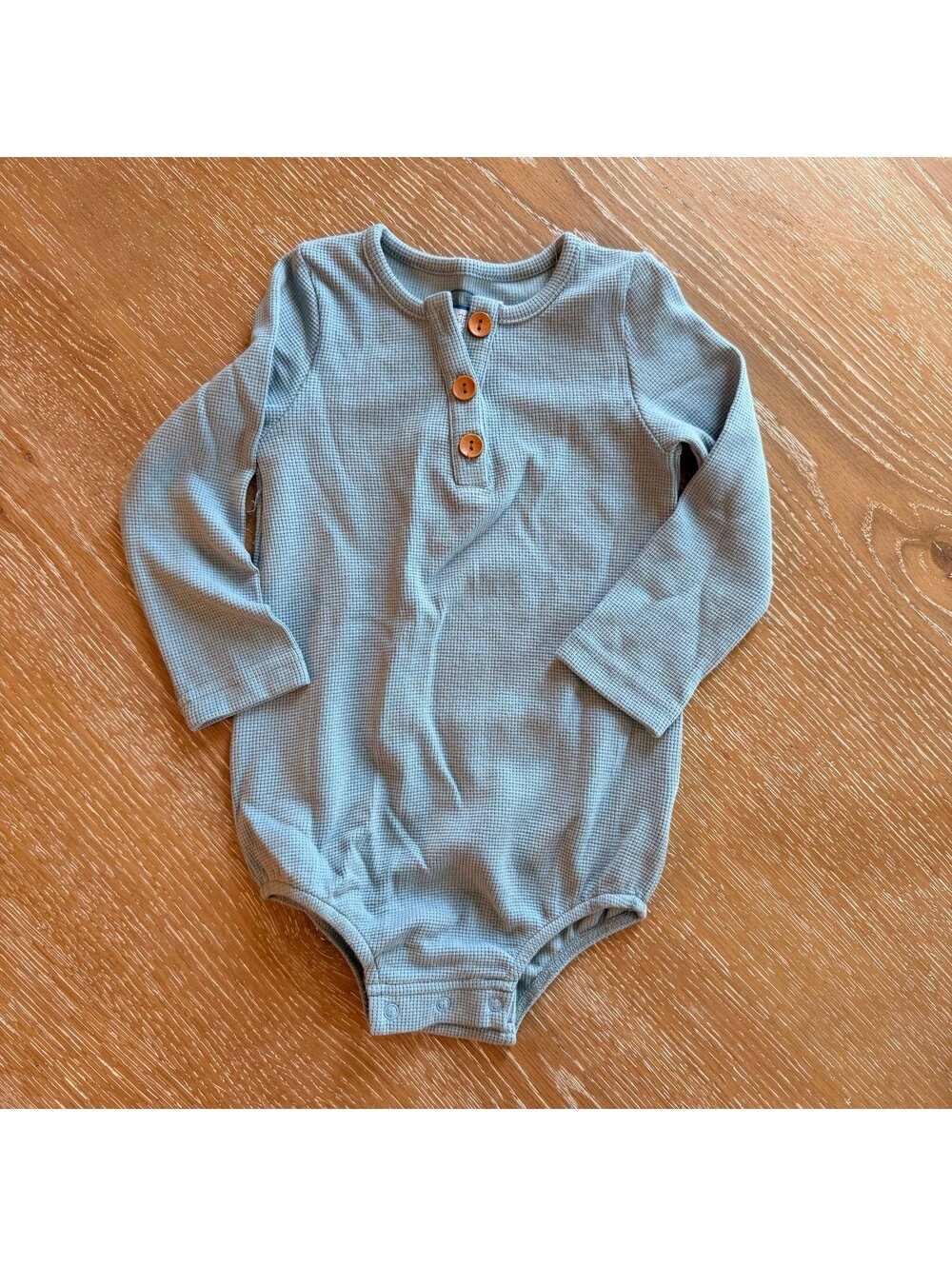 Sweet Honey Light Blue Waffle Bubble Romper 2T